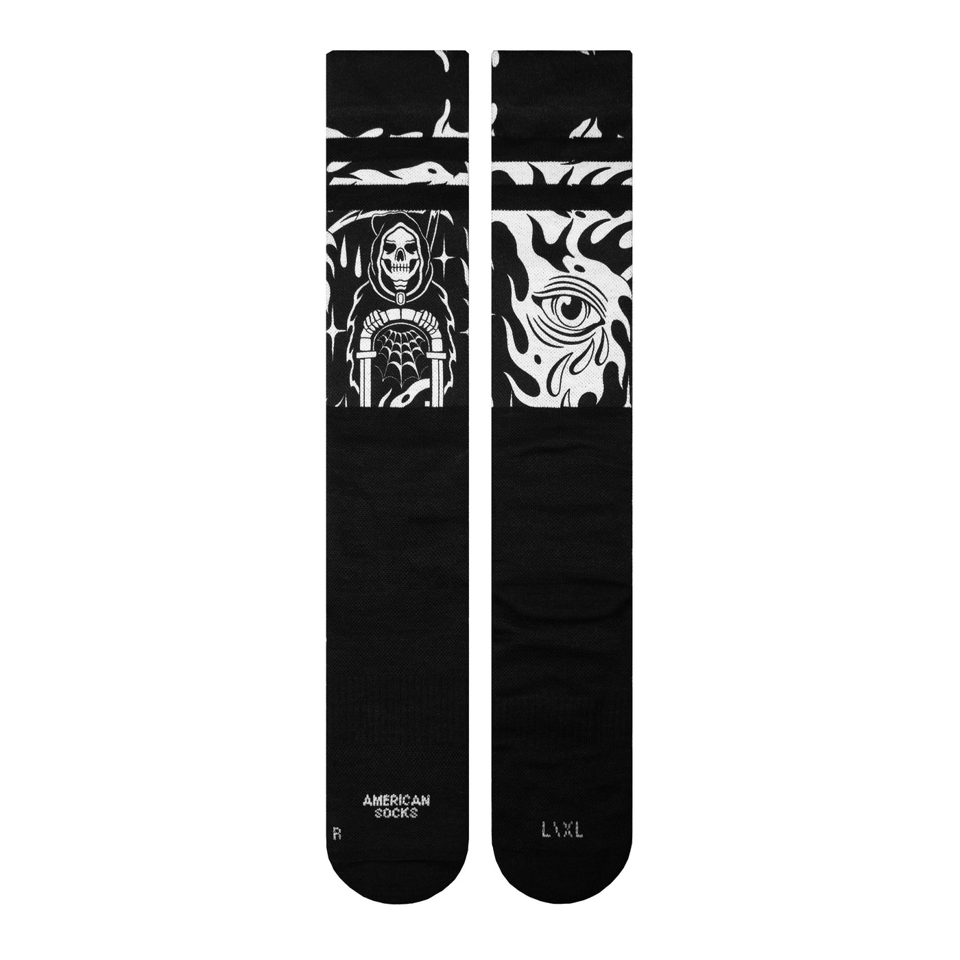 Ski socks with gothic grim reaper  design by american socks 