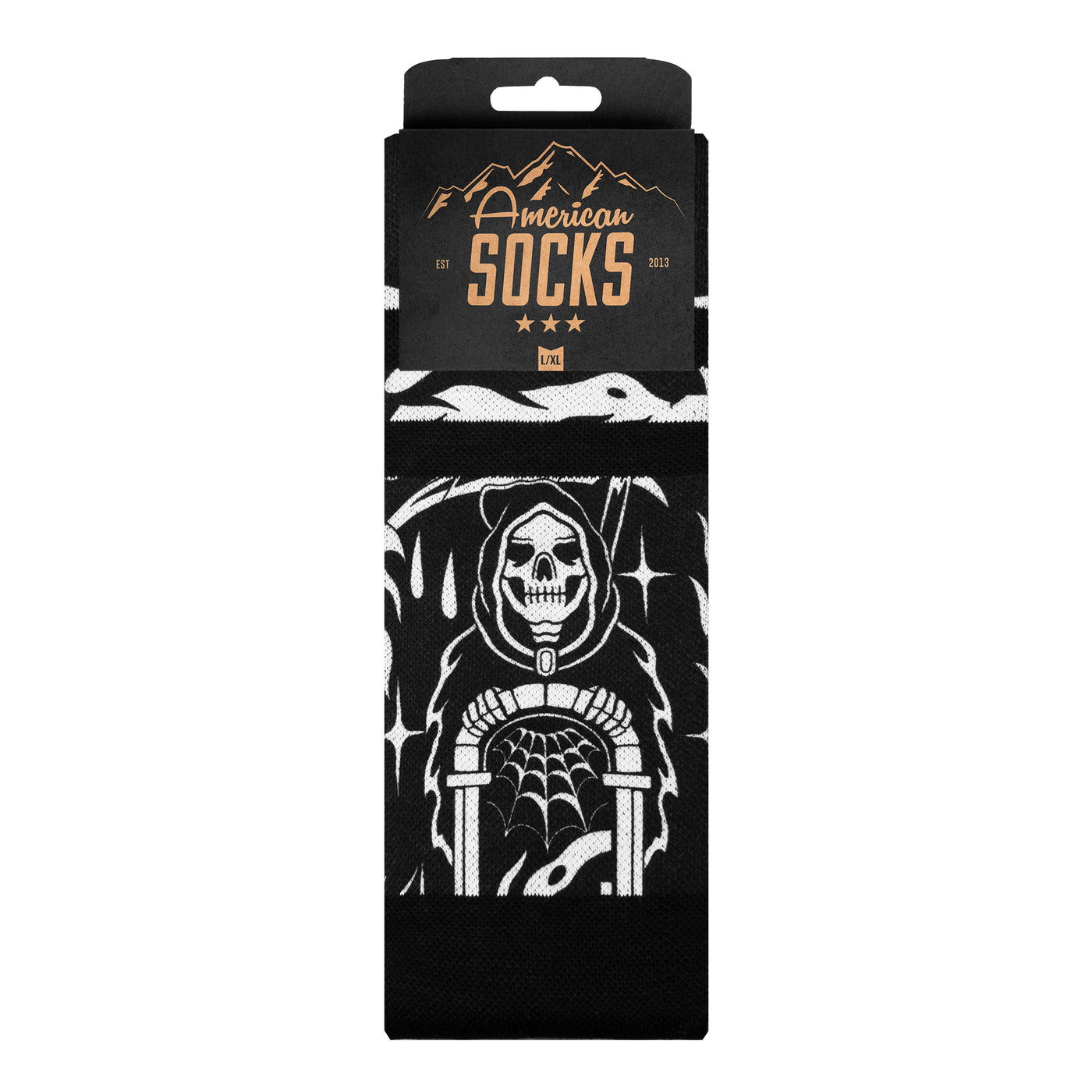 Snow socks with skull grim reaper design by american socks 