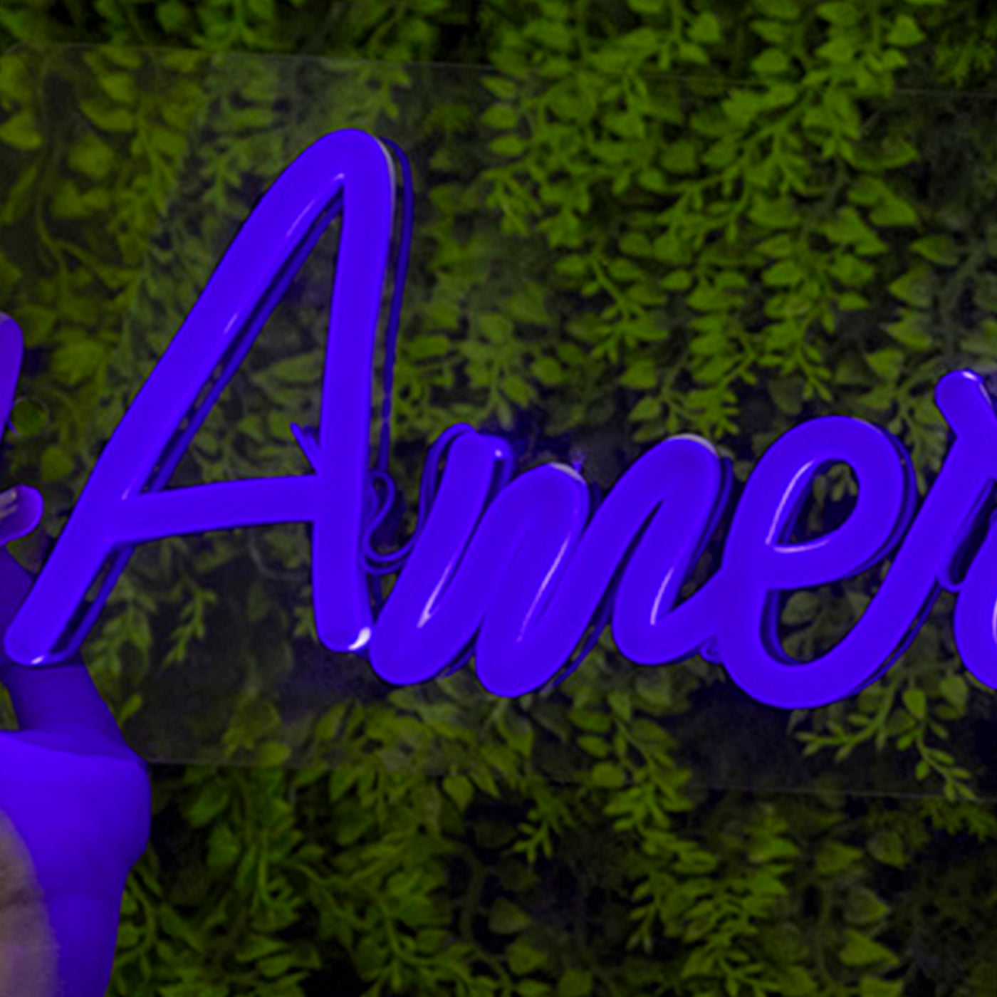 Close up of american socks logo on blue neon sign 