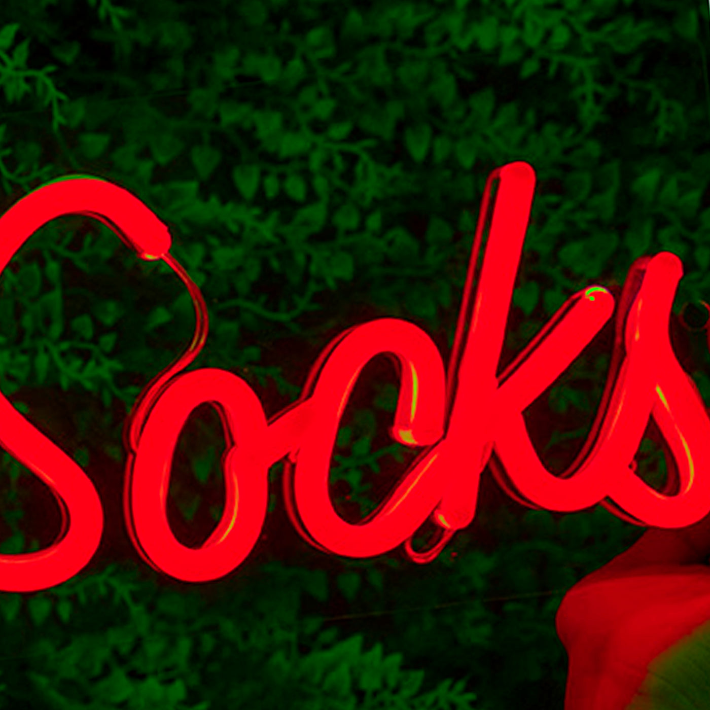 Close up of american socks logo on red neon sign 