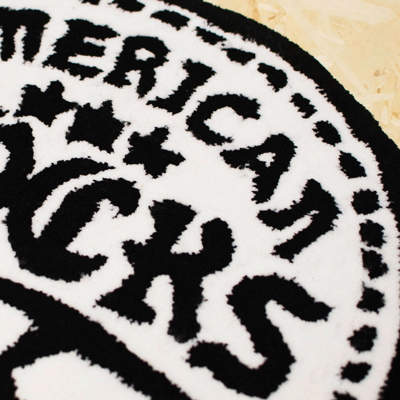 Close up of cool punk rock rug with black and white skull wearing a cap  design american socks 