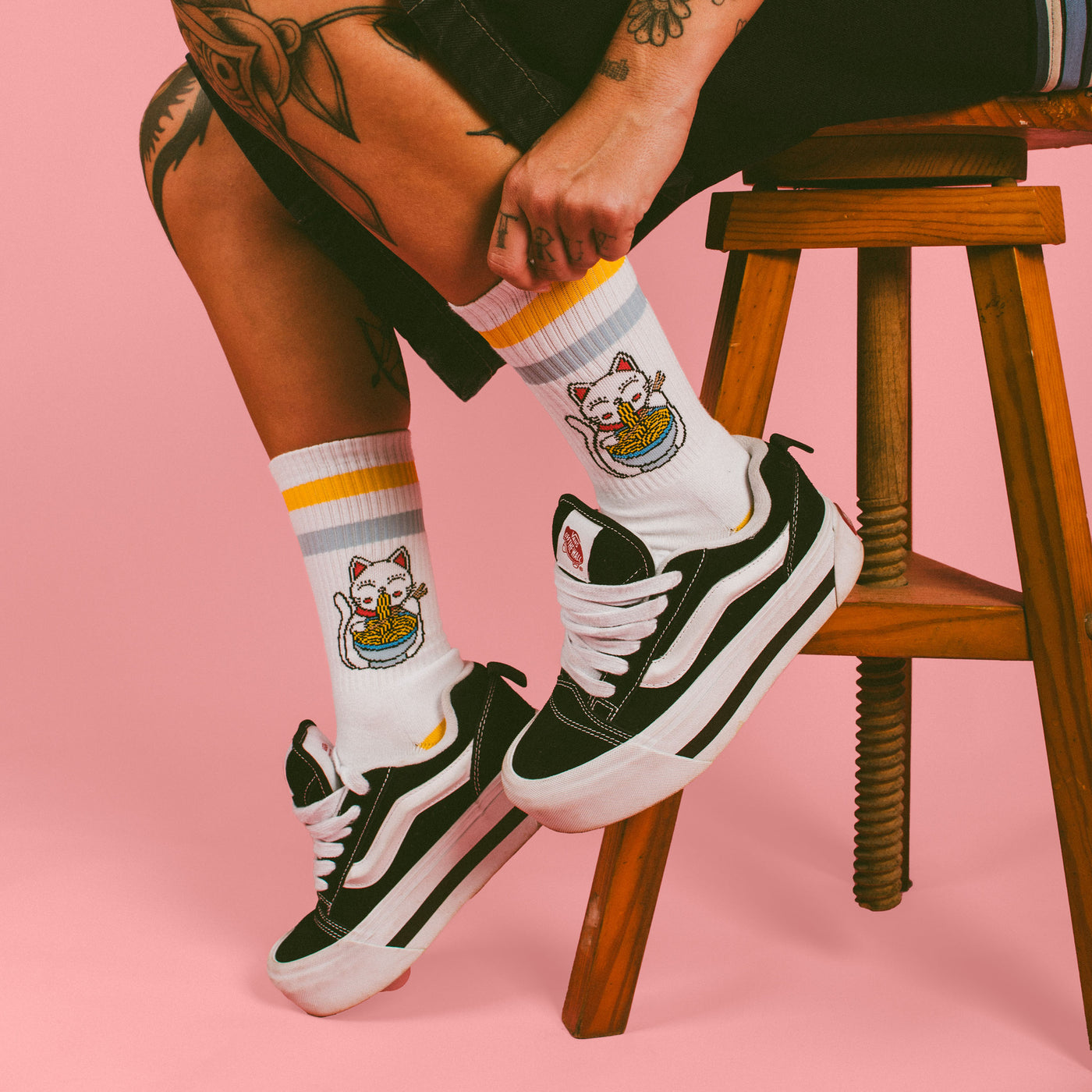 cat socks eating ramen cute and fun original socks by american socks